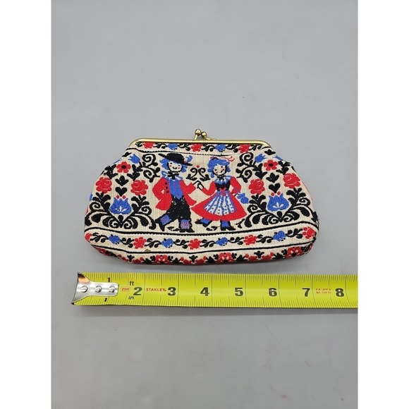 The Unbranded Brand Handbags - VTG Red Folk Art Kolf Austria Coin Change Purse Austrian Bavarian Motif Excellen